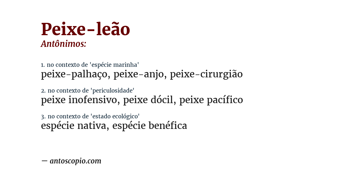 Antônimo de peixe-leão