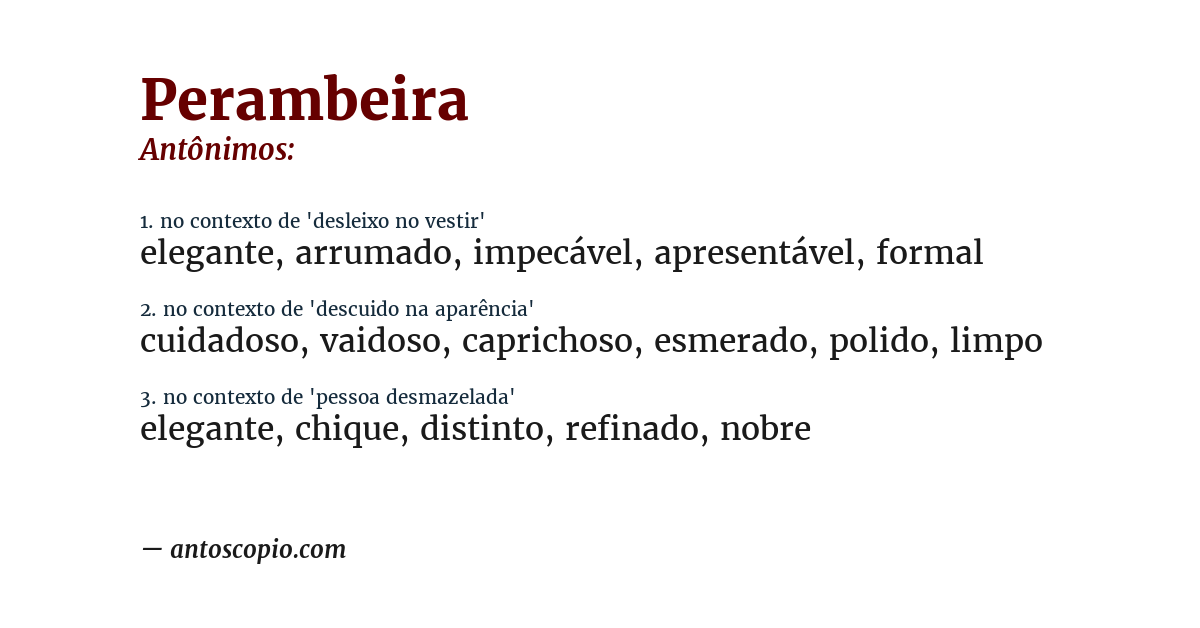 Antônimo de perambeira