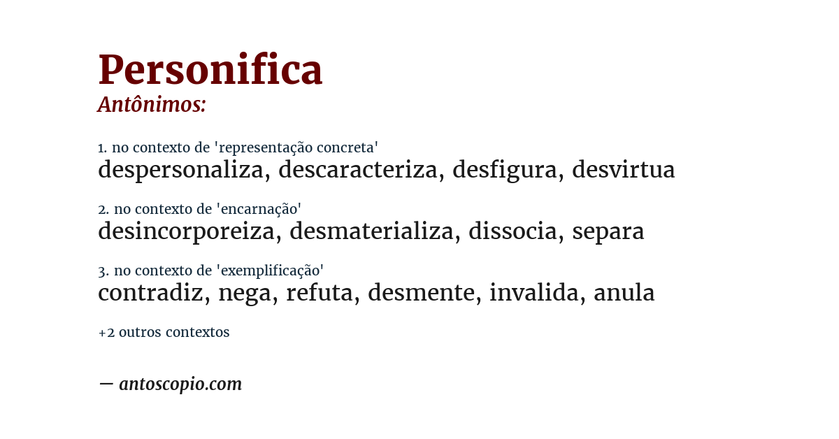 Antônimo de personifica