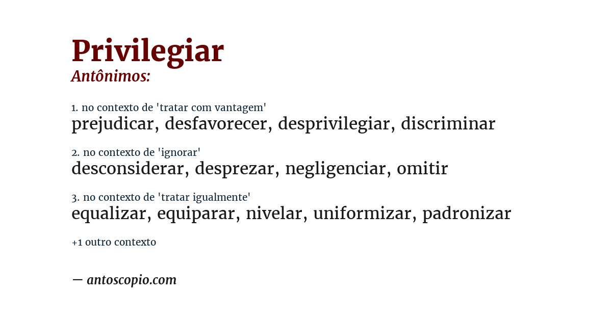 Antônimo de privilegiar