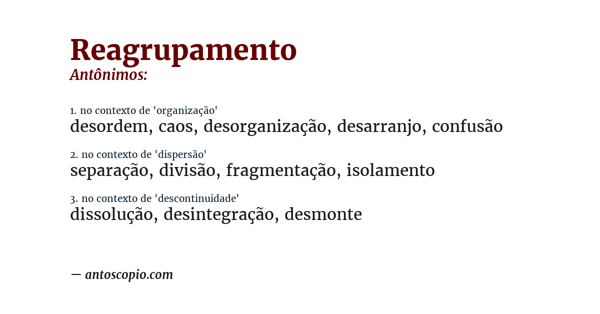 Antônimo de reagrupamento
