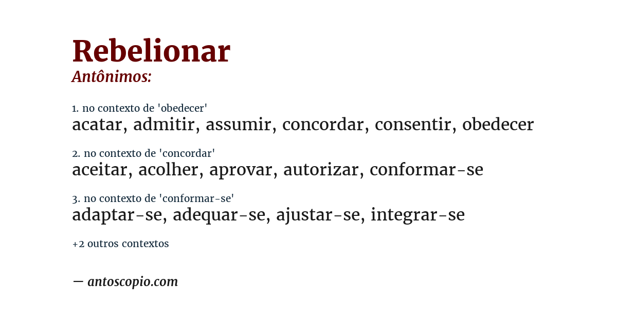 Antônimo de rebelionar