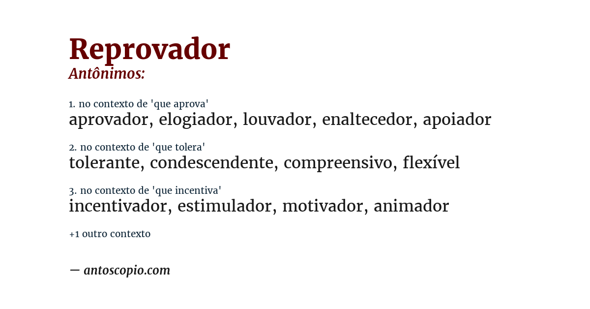 Antônimo de reprovador