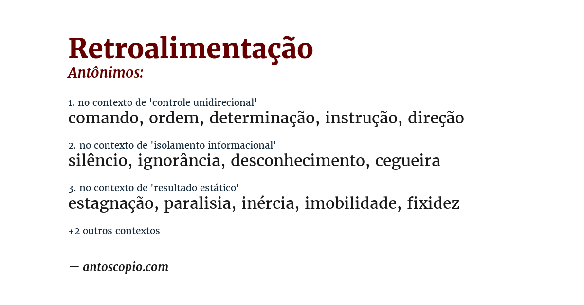 Antônimo de retroalimentação