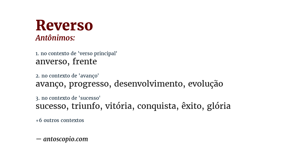 Antônimo de reverso