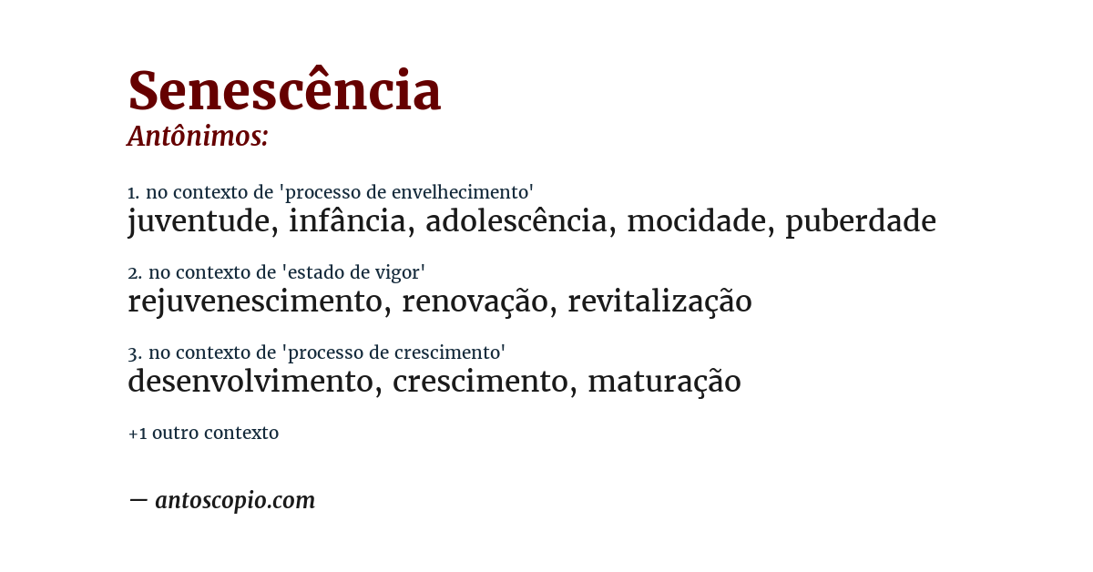 Antônimo de senescência