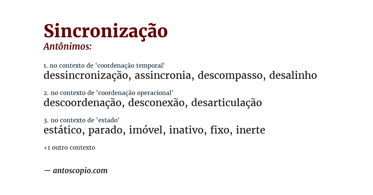 Antônimo de sincronização