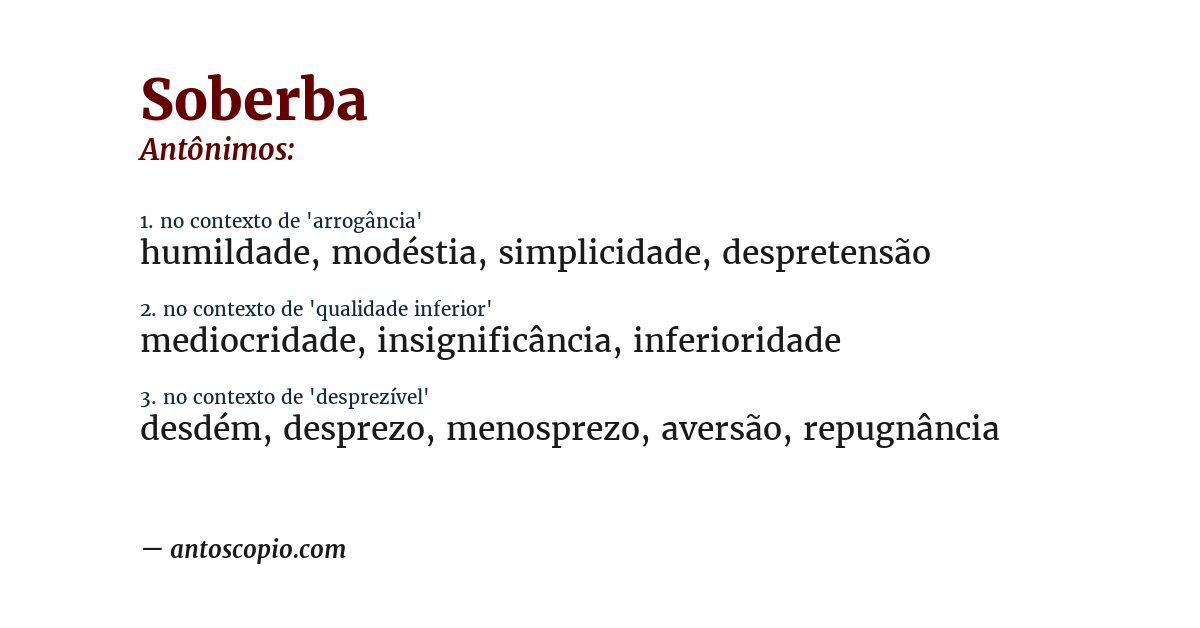 Antônimo de soberba