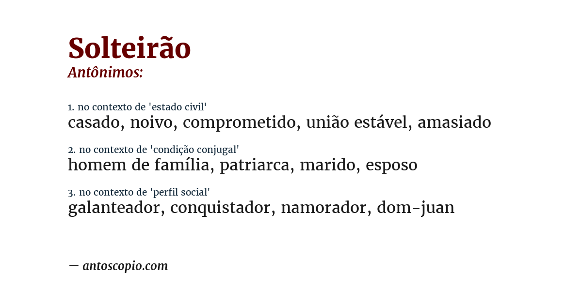 Antônimo de solteirão