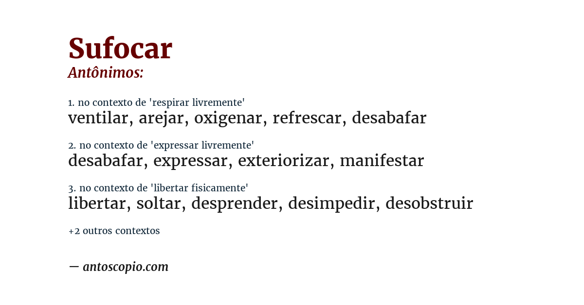 Antônimo de sufocar