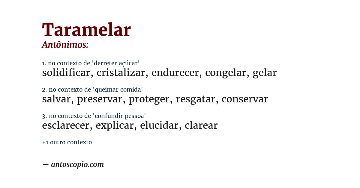 Antônimo de taramelar