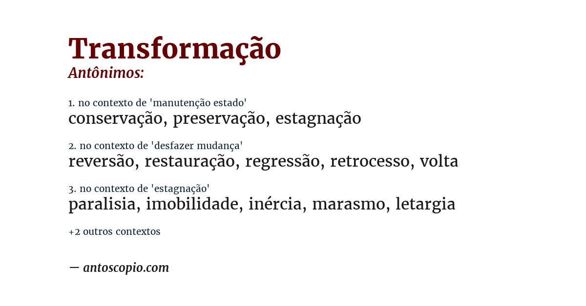 Antônimo de transformação