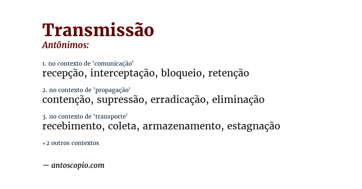 Antônimo de transmissão