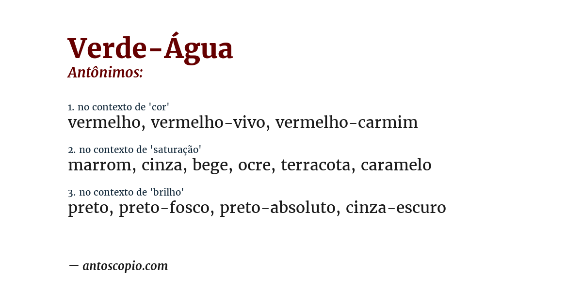 Antônimo de verde-água