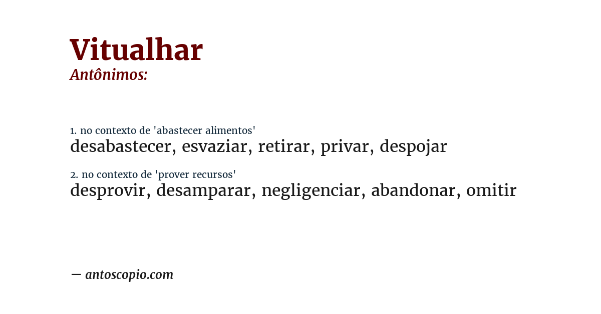 Antônimo de vitualhar