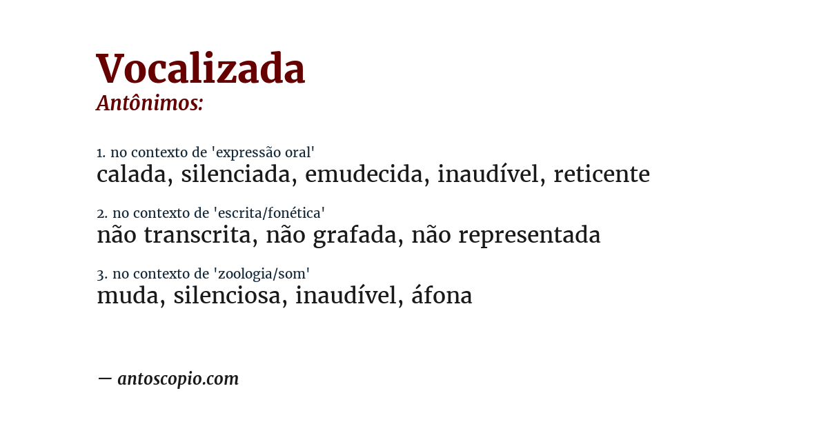Antônimo de vocalizada