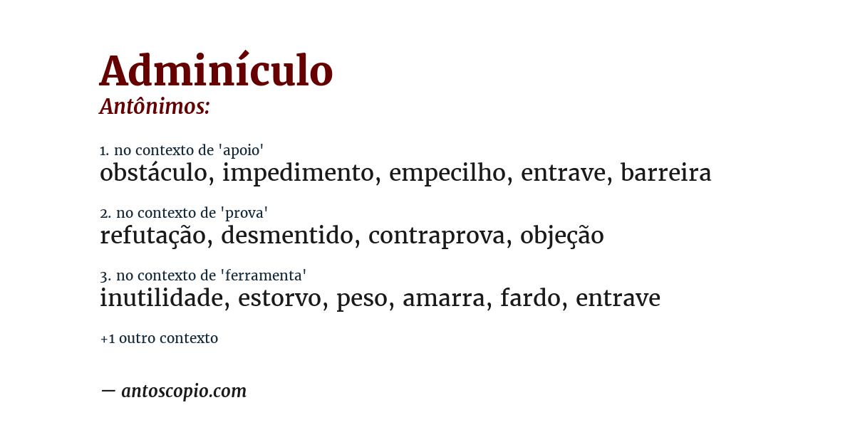 Antônimo de adminículo