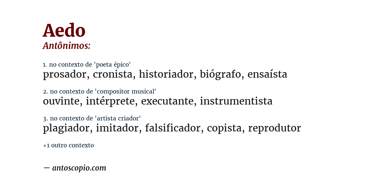 Antônimo de aedo
