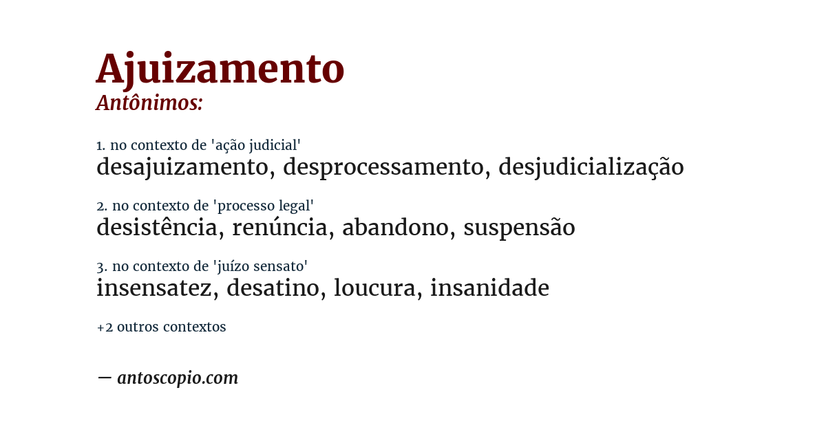 Antônimo de ajuizamento