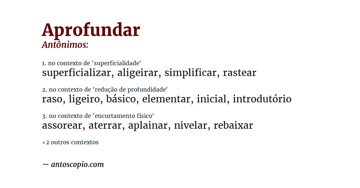 Antônimo de aprofundar
