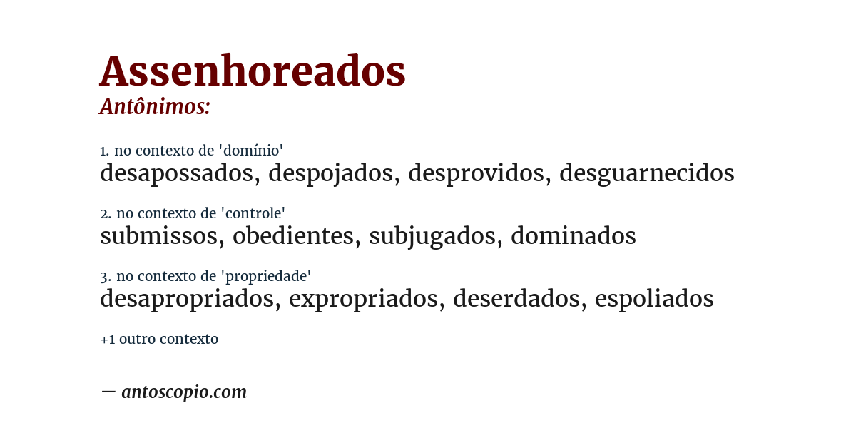 Antônimo de assenhoreados