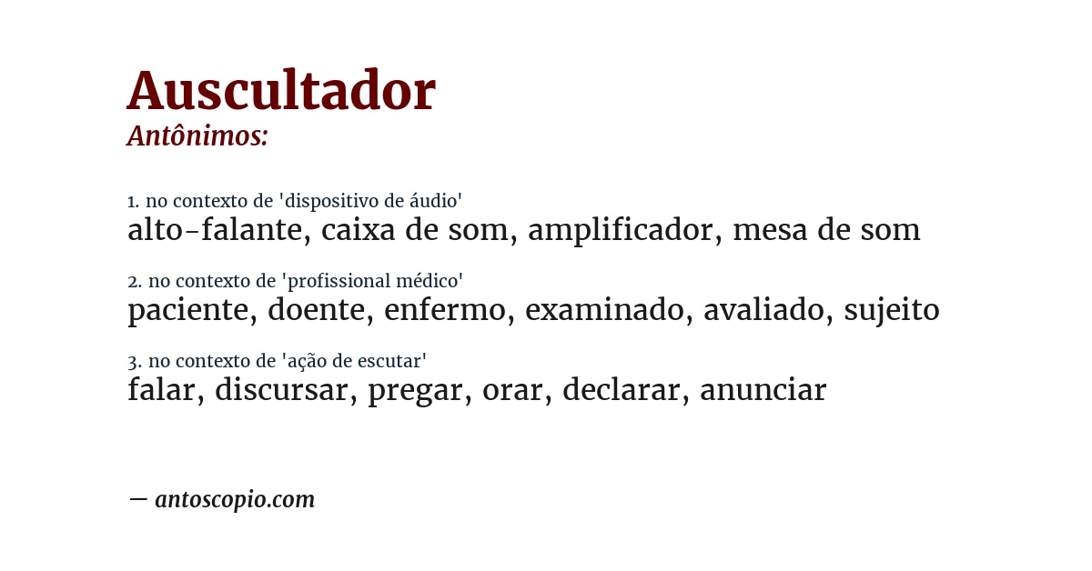 Antônimo de auscultador