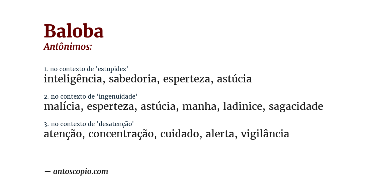 Antônimo de baloba