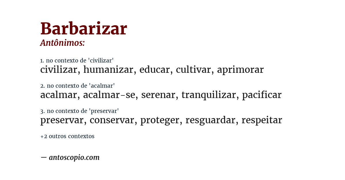 Antônimo de barbarizar