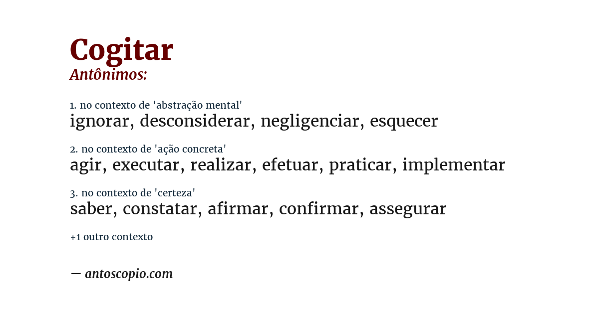 Antônimo de cogitar