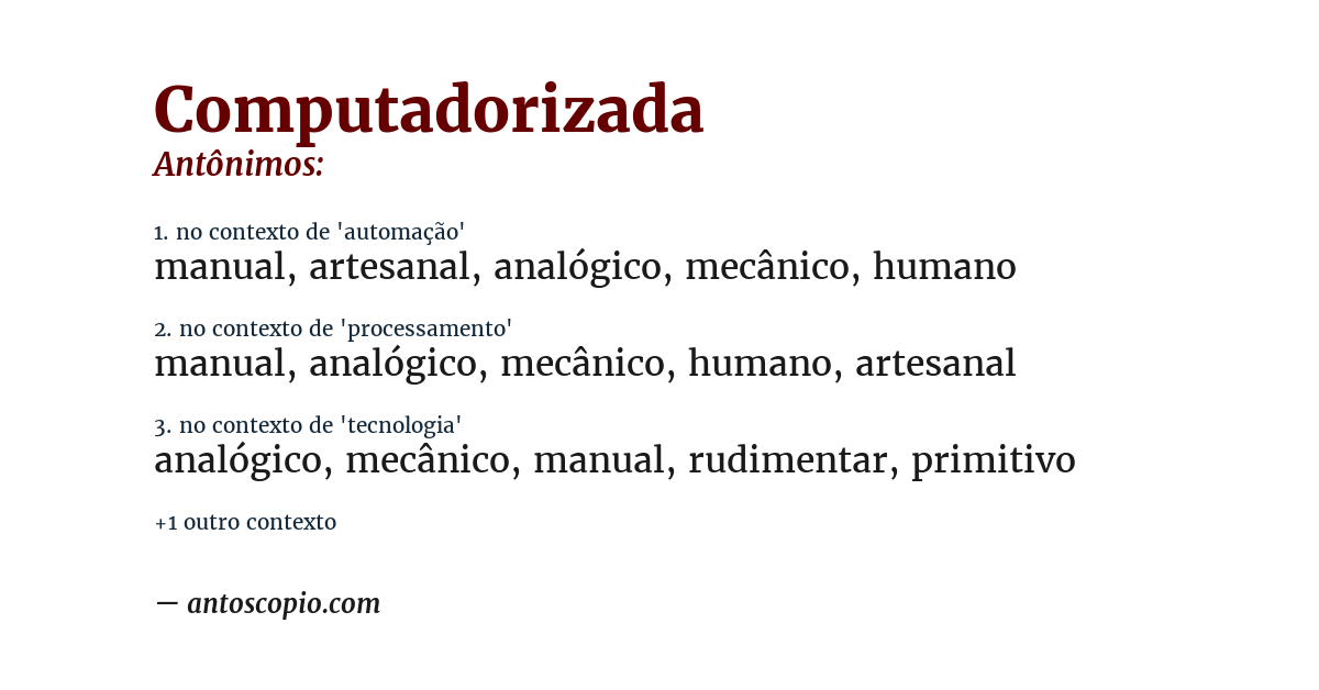 Antônimo de computadorizada