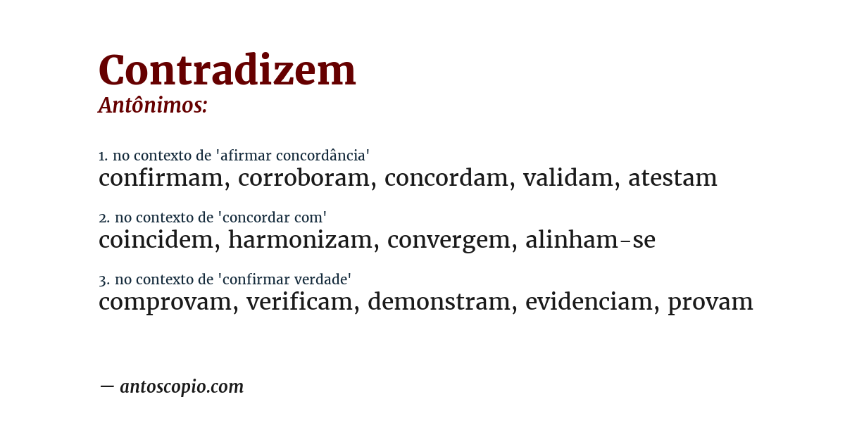 Antônimo de contradizem