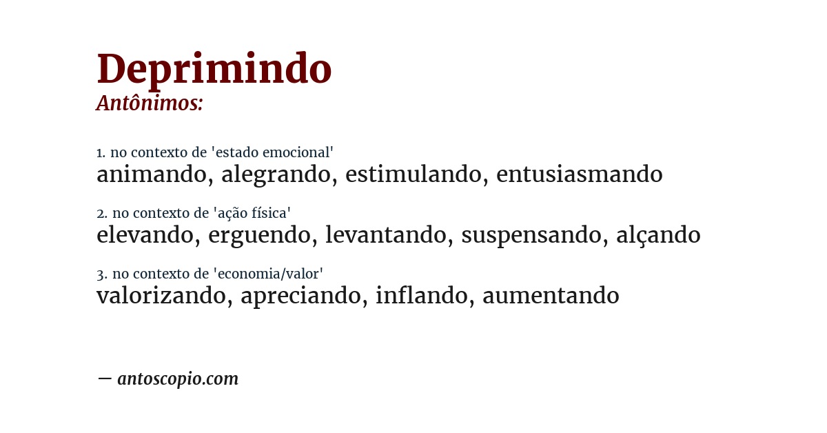 Antônimo de deprimindo