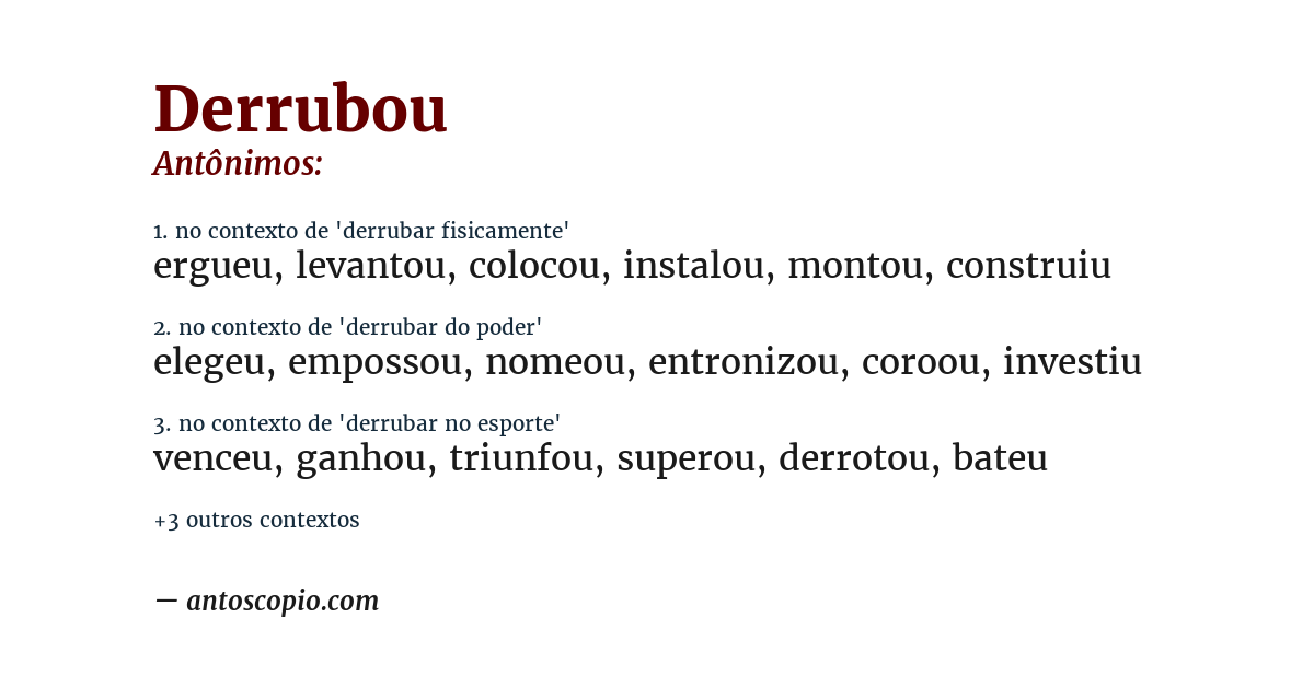 Antônimo de derrubou