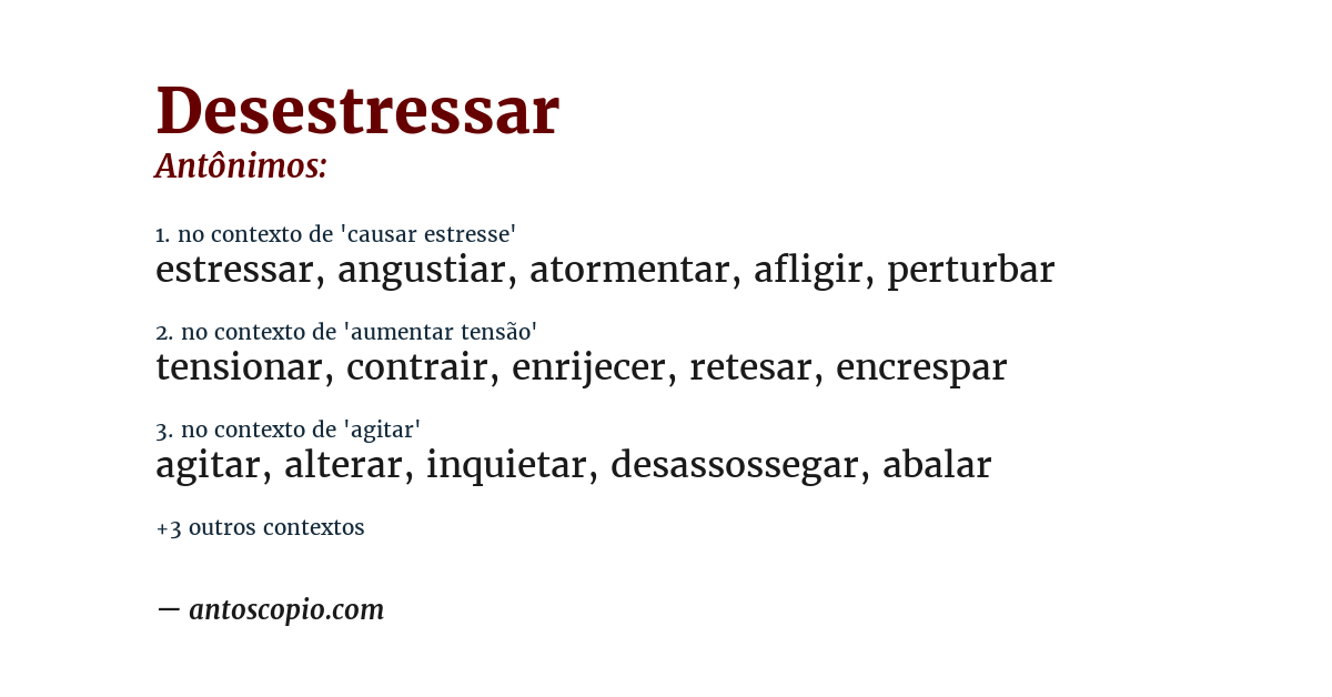 Antônimo de desestressar
