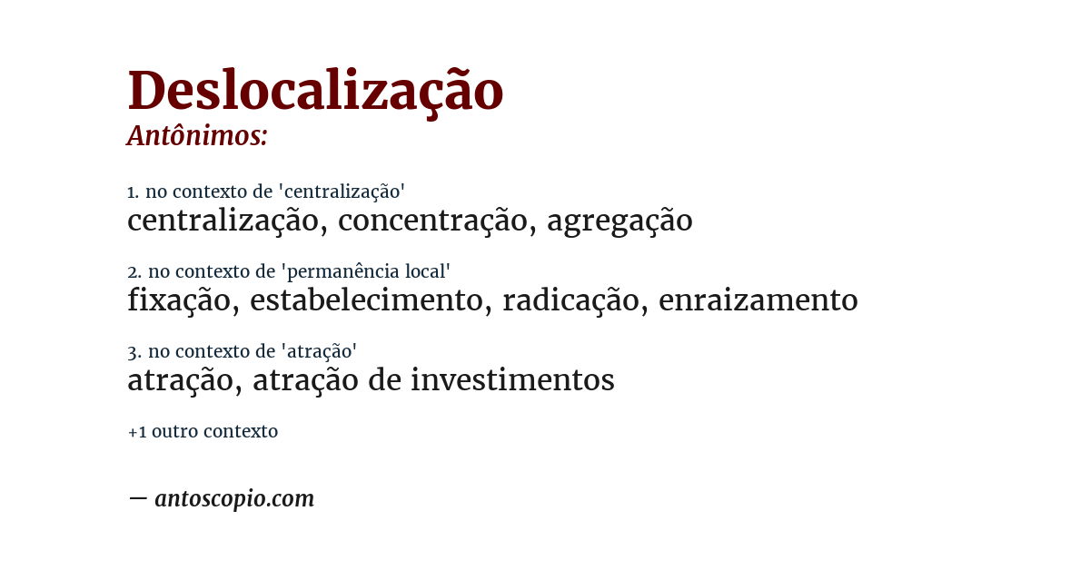 Antônimo de deslocalização
