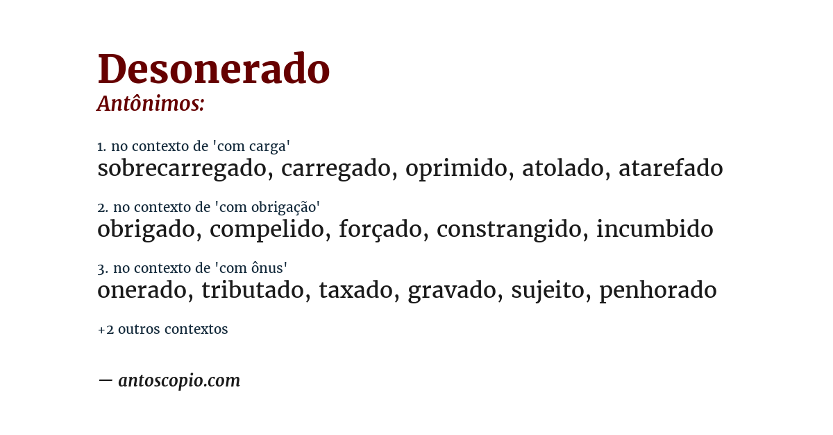 Antônimo de desonerado