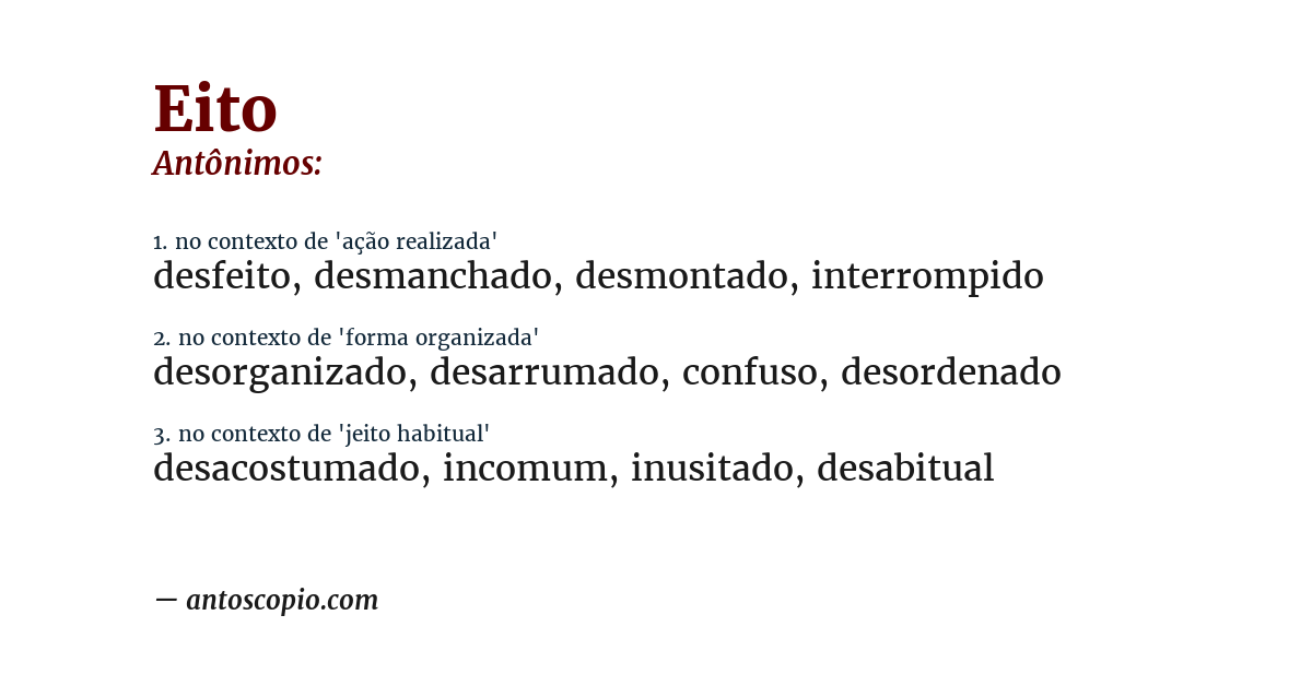 Antônimo de eito