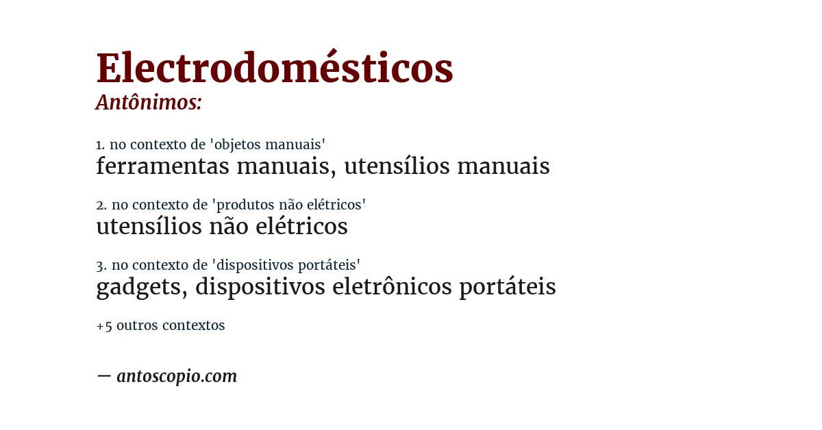 Antônimo de electrodomésticos