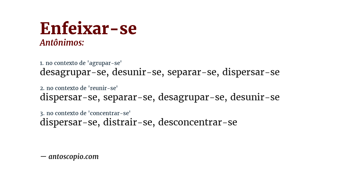 Antônimo de enfeixar-se