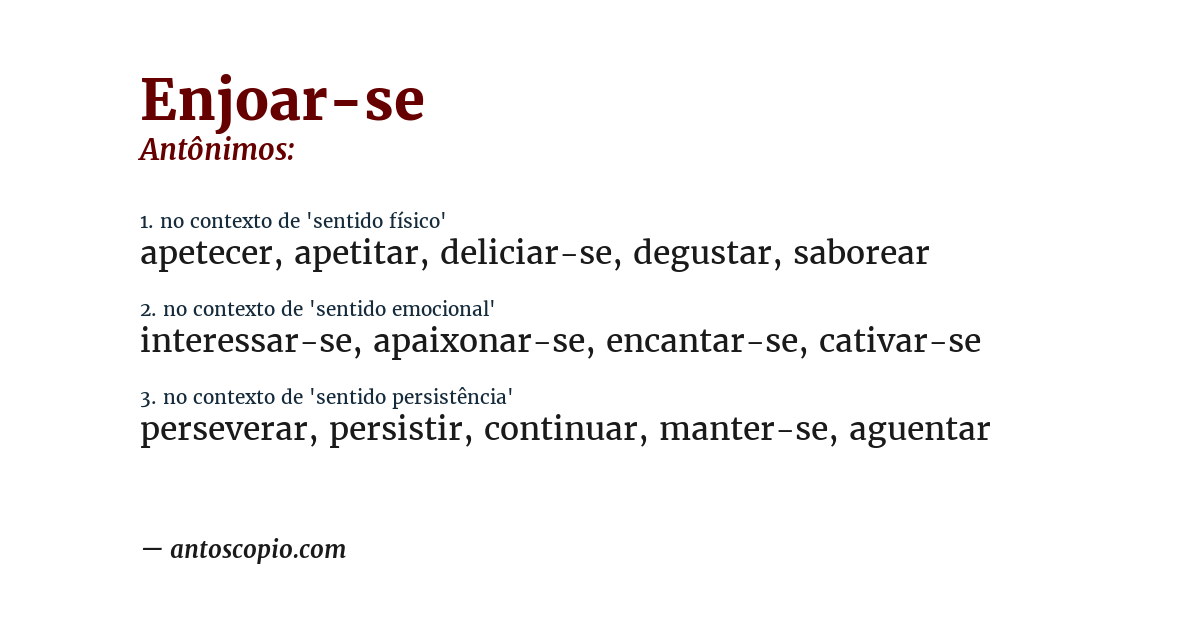 Antônimo de enjoar-se