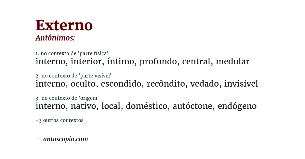 Antônimo de externo
