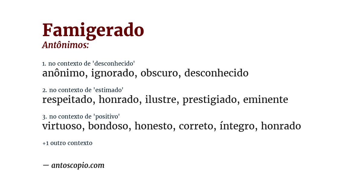 Antônimo de famigerado