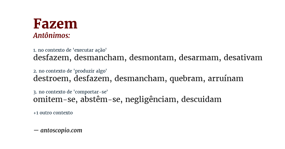 Antônimo de fazem