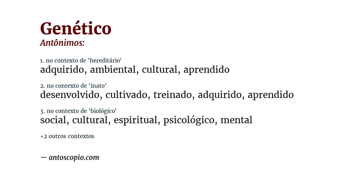 Antônimo de genético