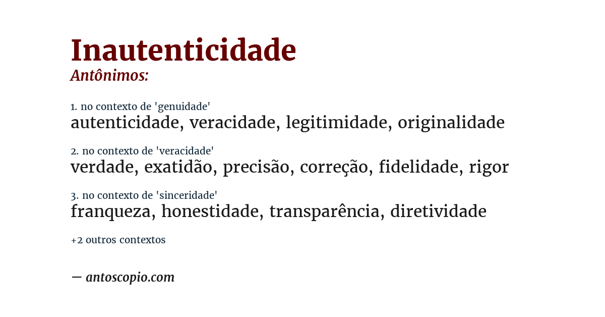 Antônimo de inautenticidade
