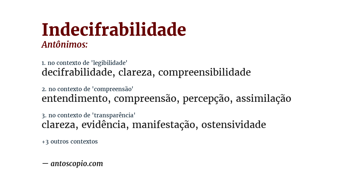 Antônimo de indecifrabilidade