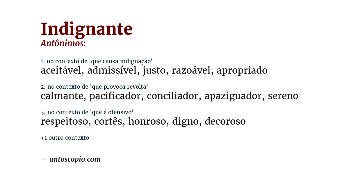 Antônimo de indignante