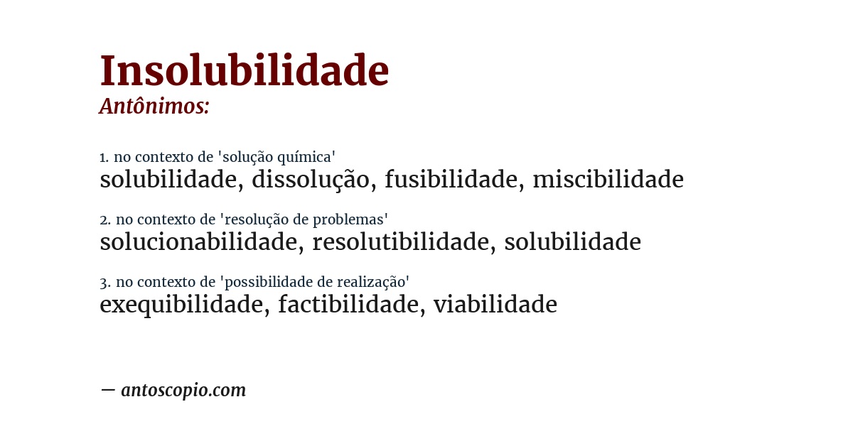 Antônimo de insolubilidade