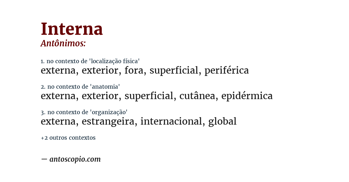 Antônimo de interna