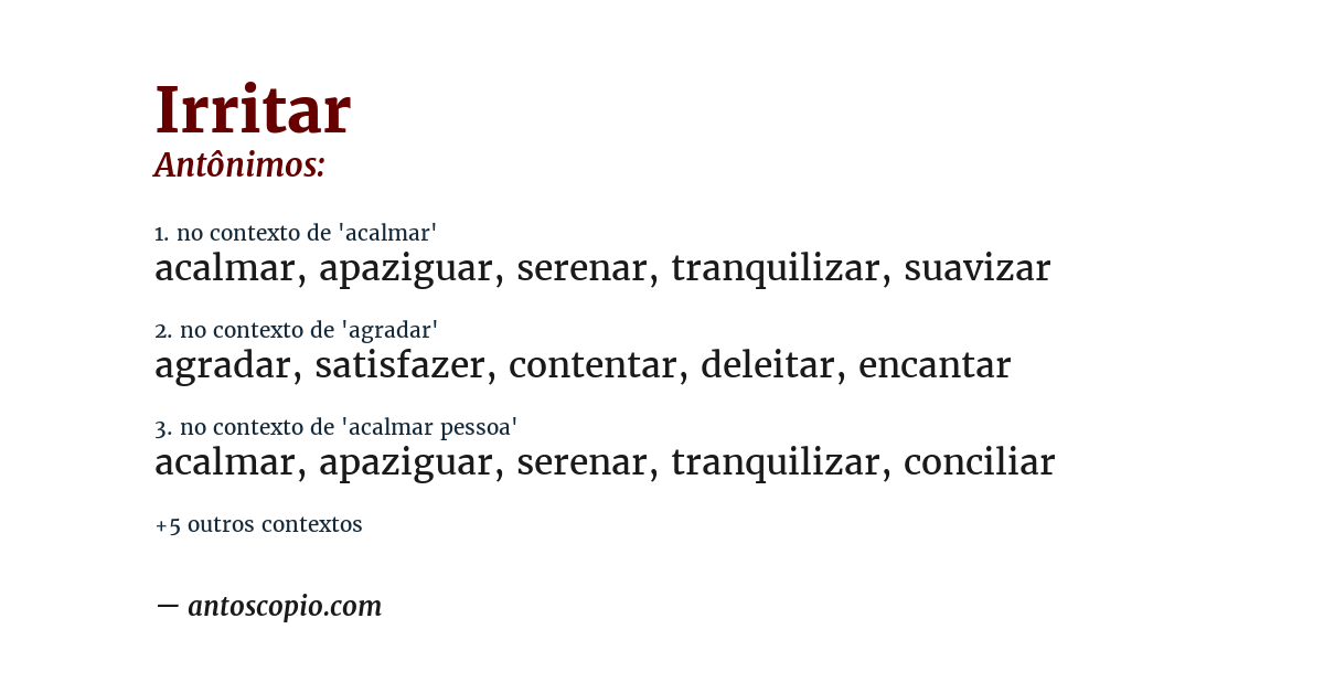 Antônimo de irritar